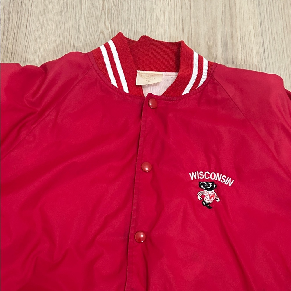 Vintage Wisconsin Badgers Red Bomber varsity Jacket size XL - Picture 3 of 9